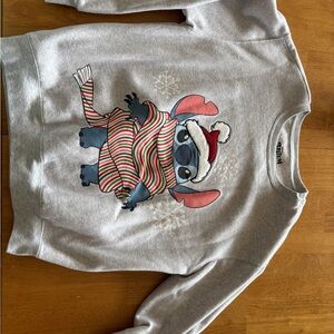 Disney Gray Sweatshirt with Festive Stitch Design